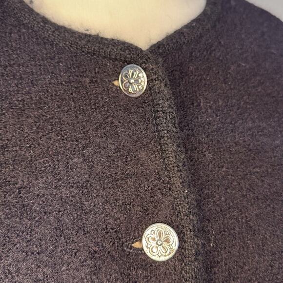 Tally Ho Black Wool Vintage Cardigan Sweater Size L - Picture 2 of 4